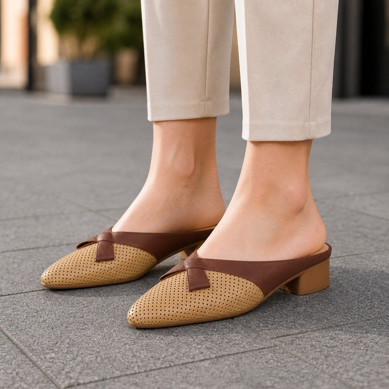 Aurelia Leather Perforated Mules