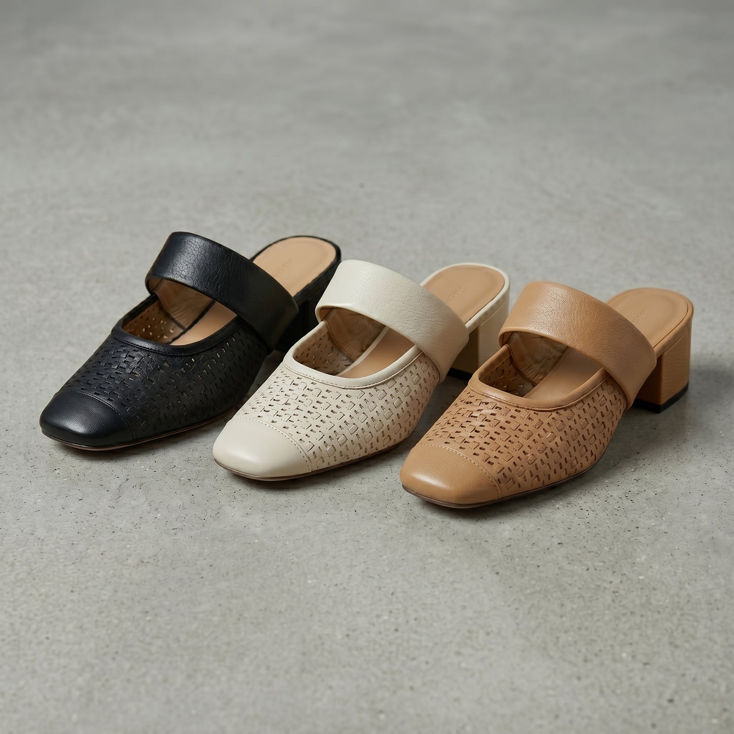 Amara Leather Woven Mules