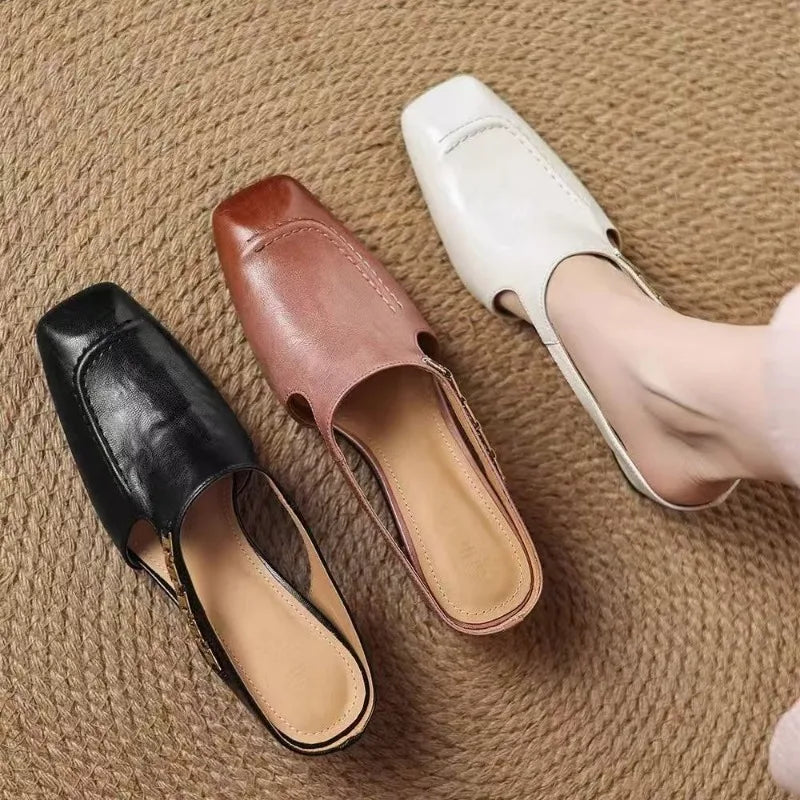 Lucia Leather Wedge Mules