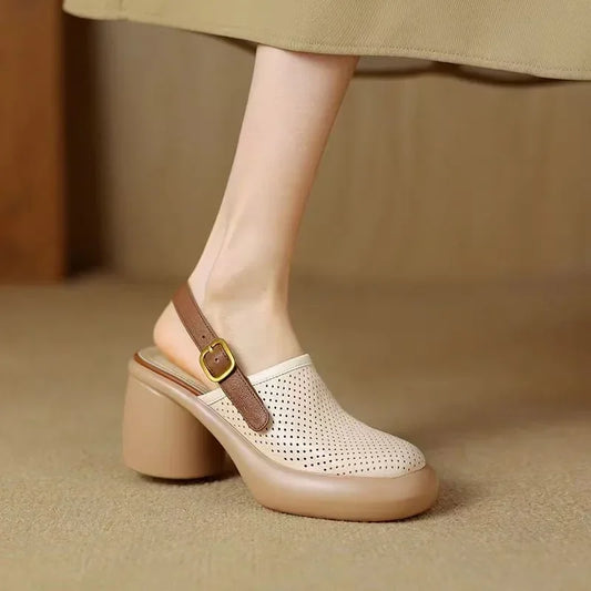 Lucia Leather Clog Heels