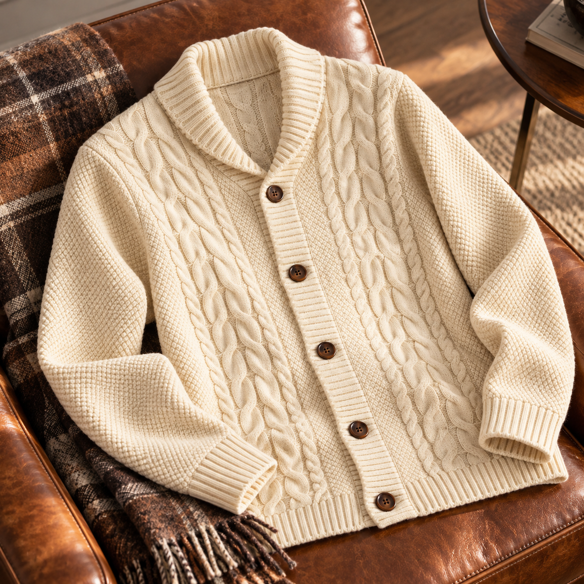 Everett Pure Wool Shawl Cardigan