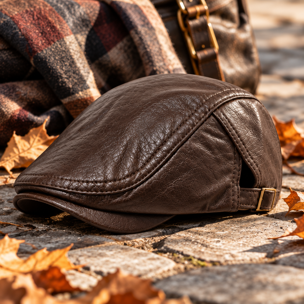 Hayes Leather Flat Cap