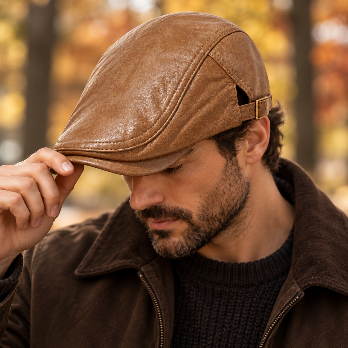 Hayes Leather Flat Cap