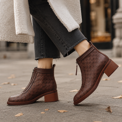 Serena Leather Zip Ankle Boots