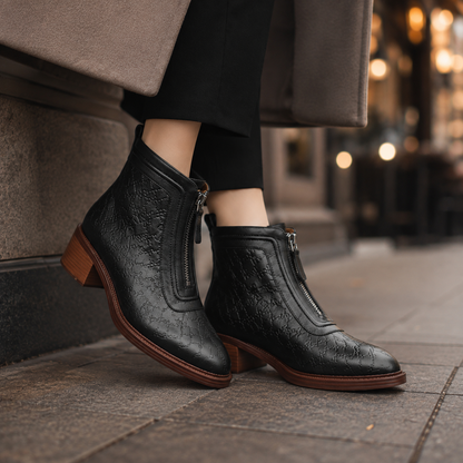 Serena Leather Zip Ankle Boots