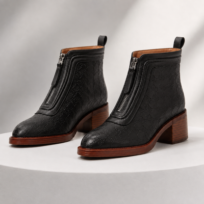 Serena Leather Zip Ankle Boots