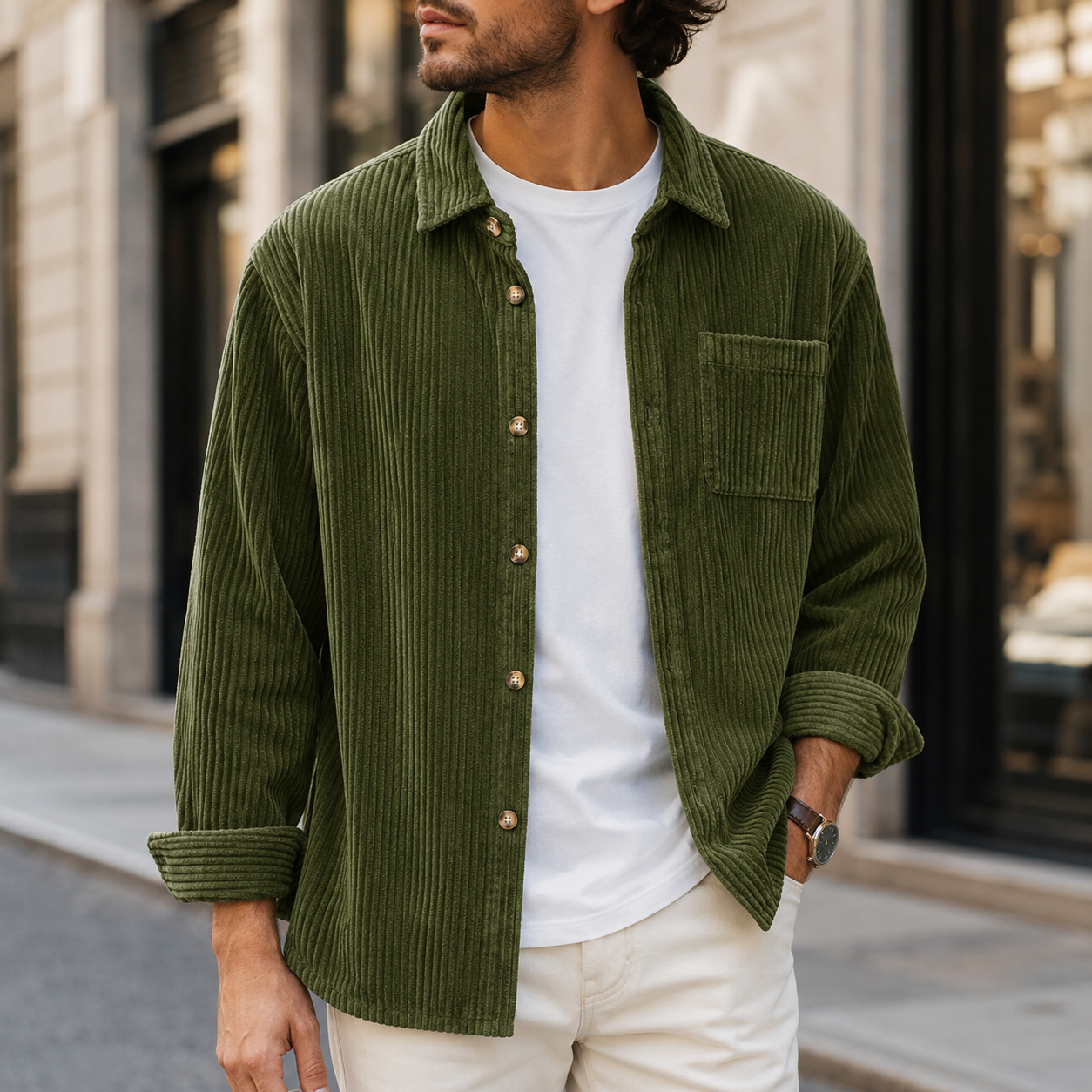 Cavallo Corduroy Button-Up Shirt