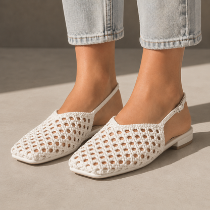 Elise Genuine Leather Woven Flats