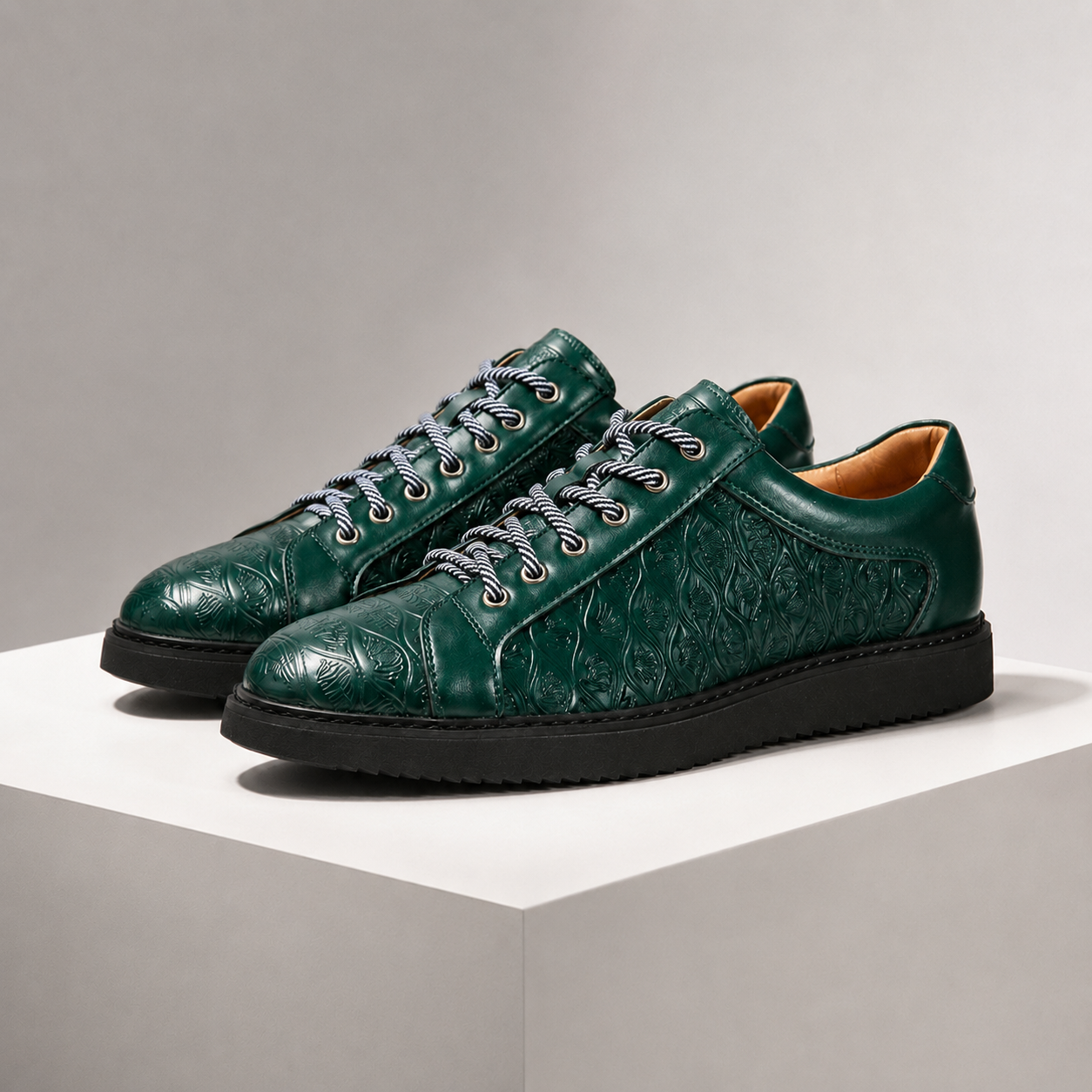 Caspian Leather Embossed Sneakers