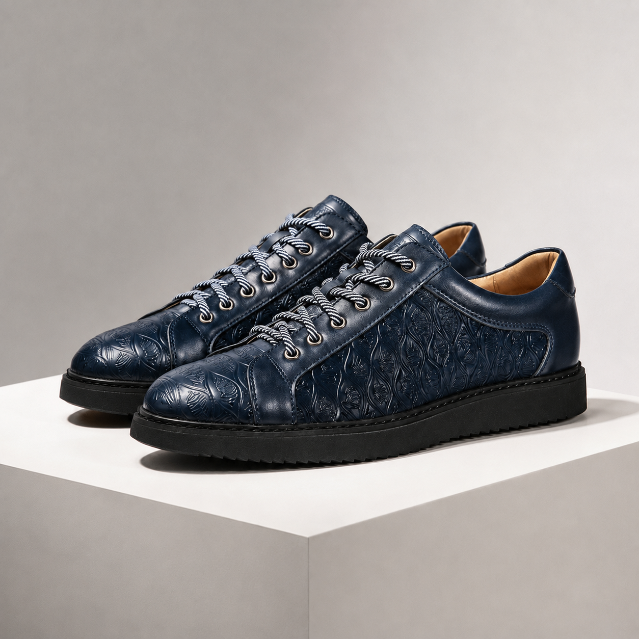 Caspian Leather Embossed Sneakers