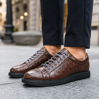 Caspian Leather Embossed Sneakers