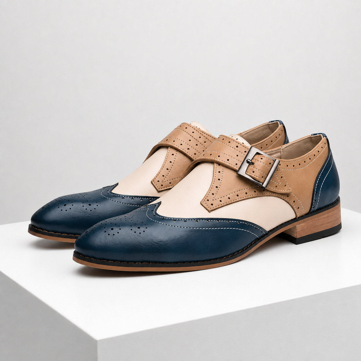 Mareno Leather Monk Strap Shoes