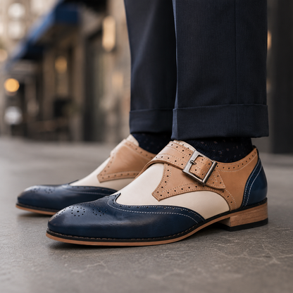 Mareno Leather Monk Strap Shoes