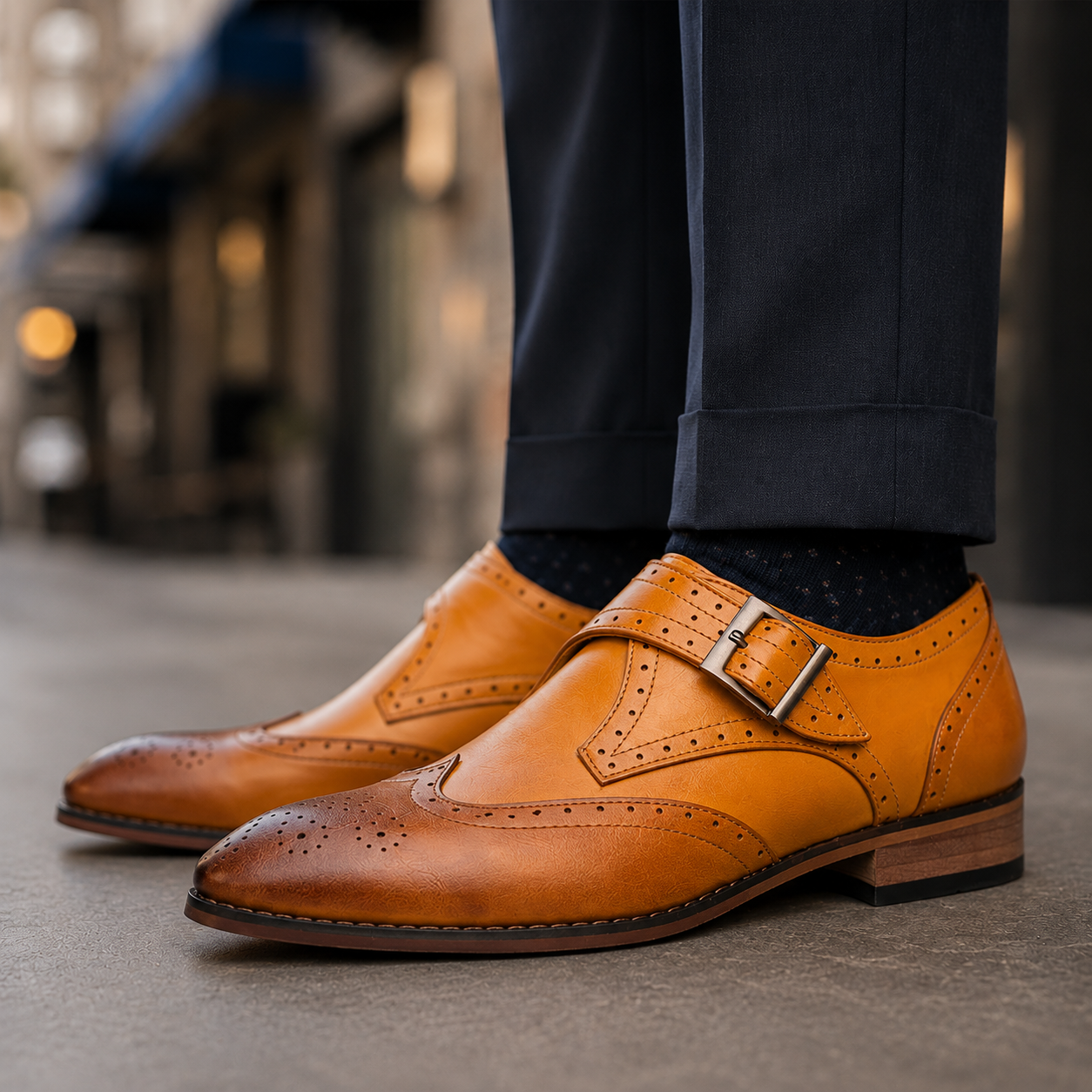Mareno Leather Monk Strap Shoes