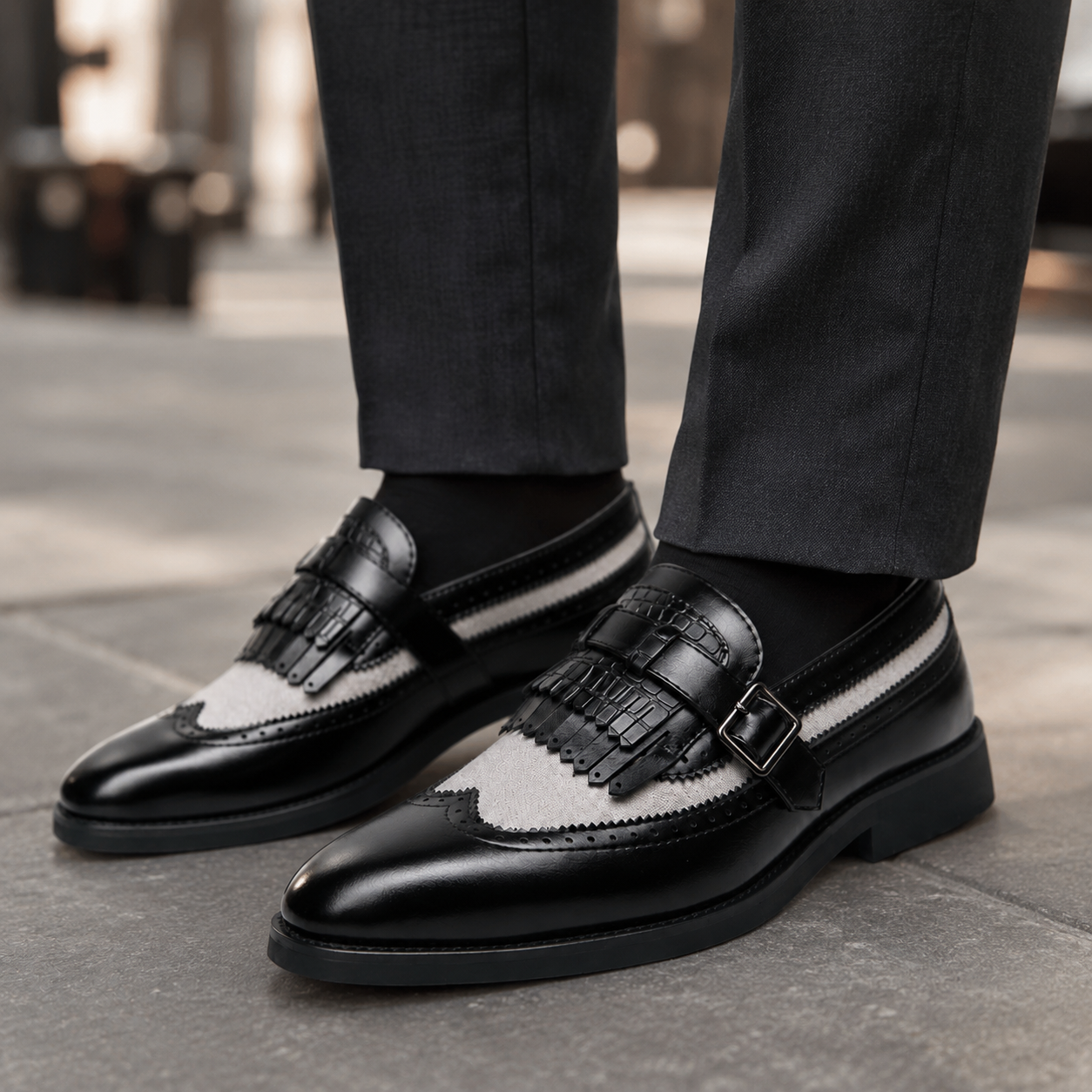 Moretti Leather Kiltie Loafers