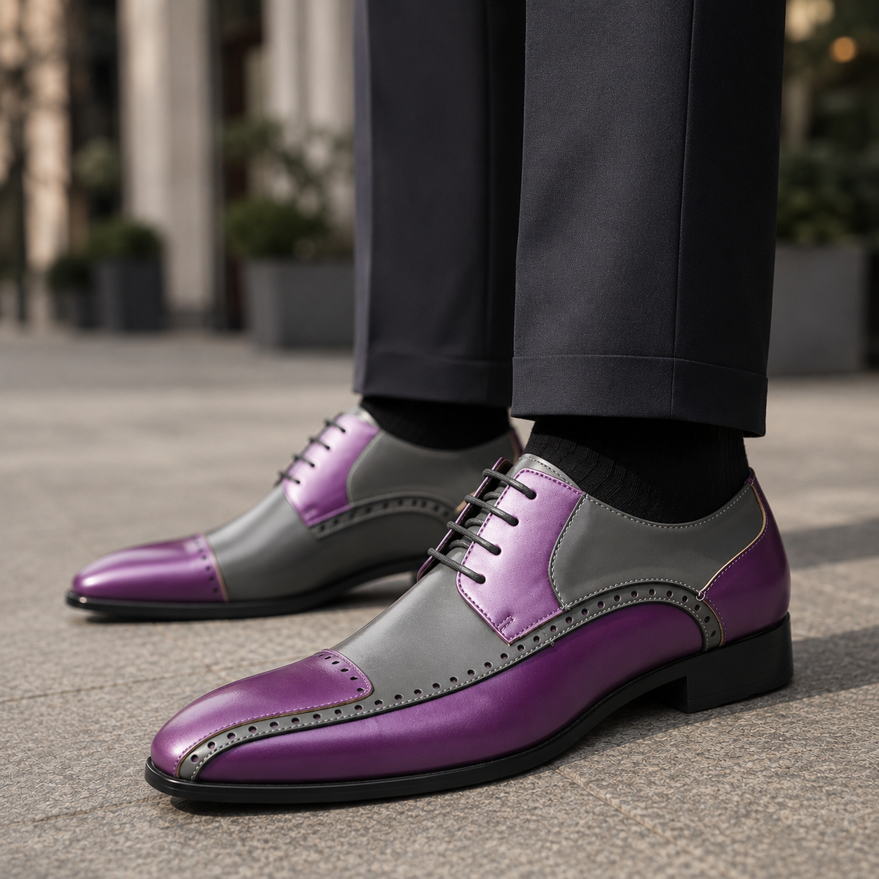Montaro Leather Two-Tone Dress Shoes