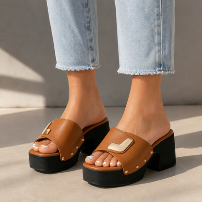 Elise Leather Platform Sandals