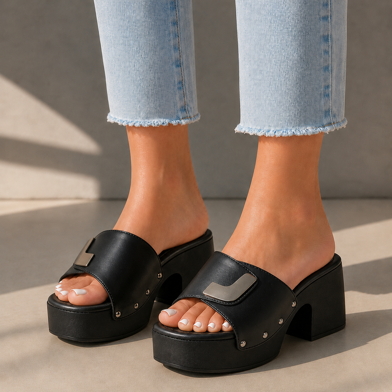 Elise Leather Platform Sandals