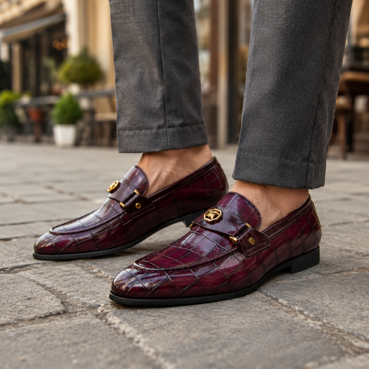 Montaro Leather Croc Loafers