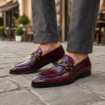 Montaro Leather Croc Loafers