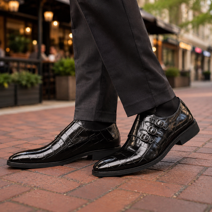 Montaro Leather Monk Strap Shoes