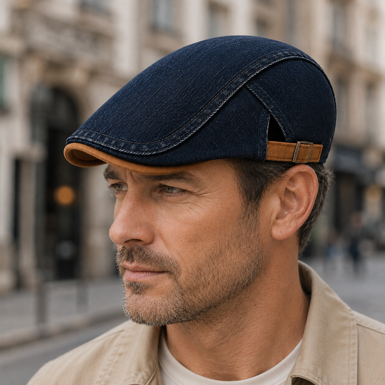 Caspian Denim Adjustable Flat Cap