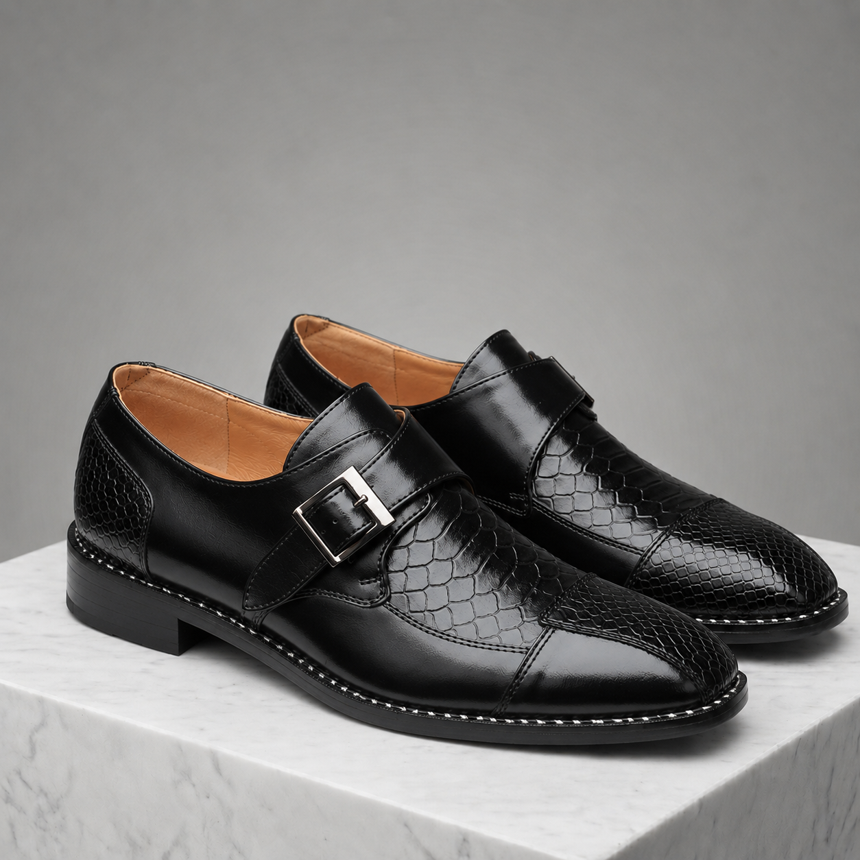 Moretti Leather Monk Strap Shoes
