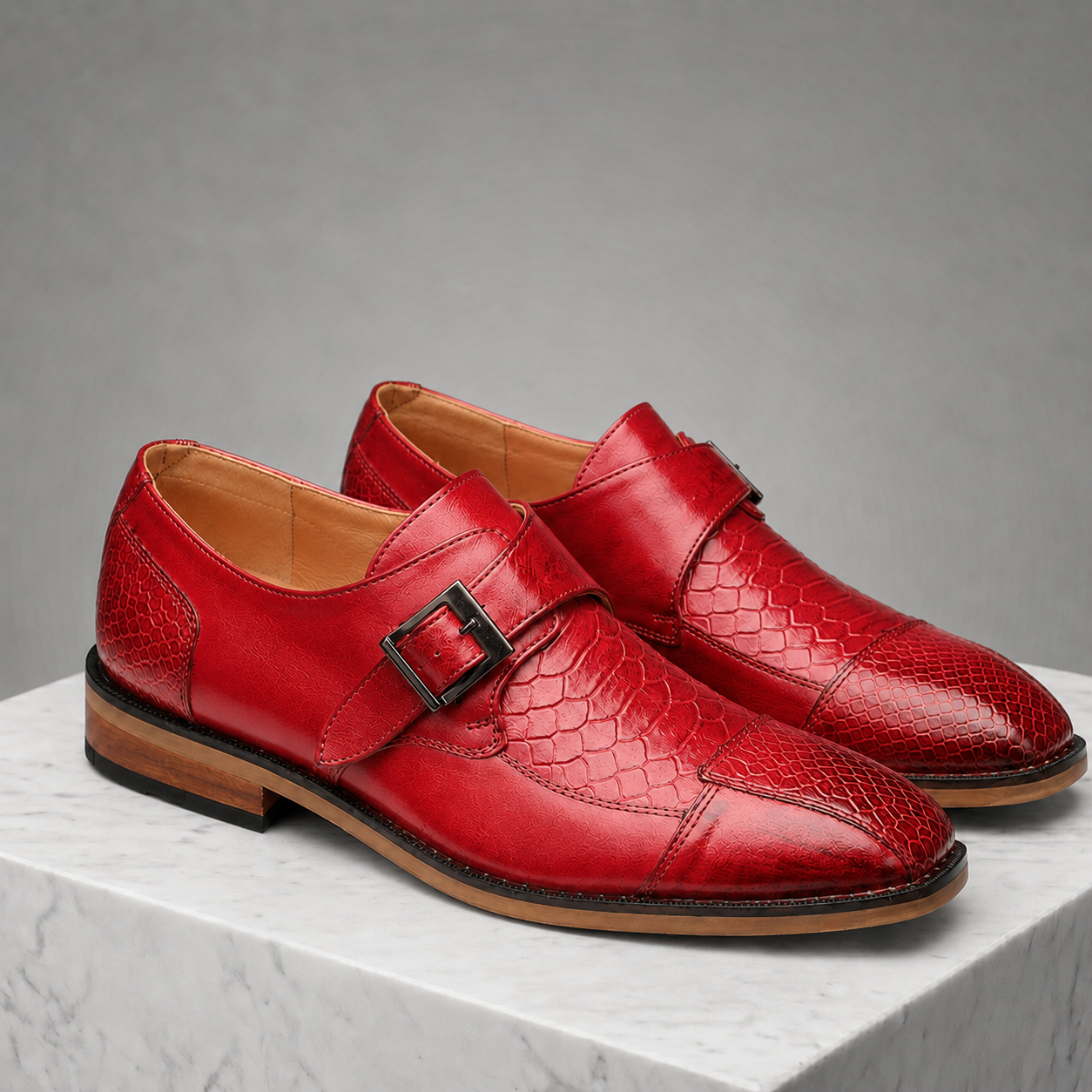 Moretti Leather Monk Strap Shoes