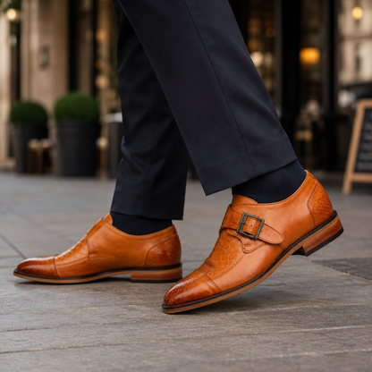 Moretti Leather Monk Strap Shoes