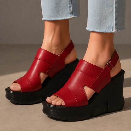 Nora Leather Platform Wedges
