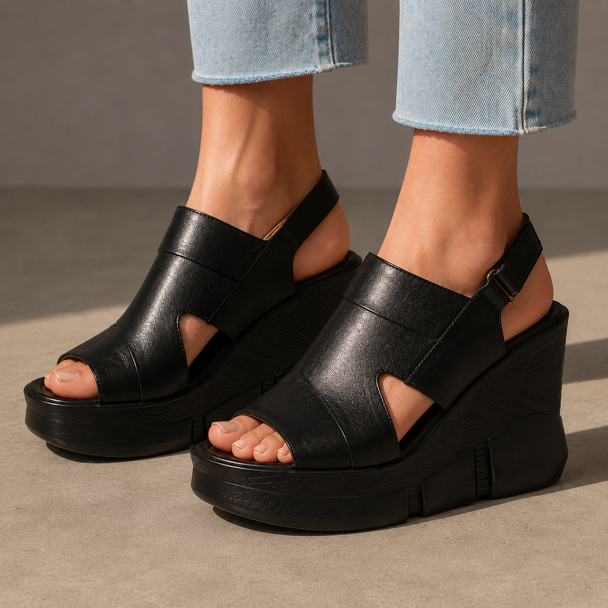 Nora Leather Platform Wedges