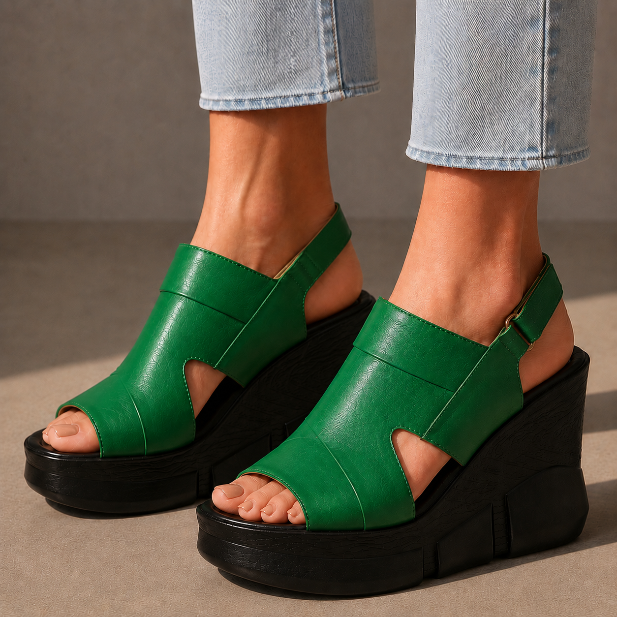 Nora Leather Platform Wedges