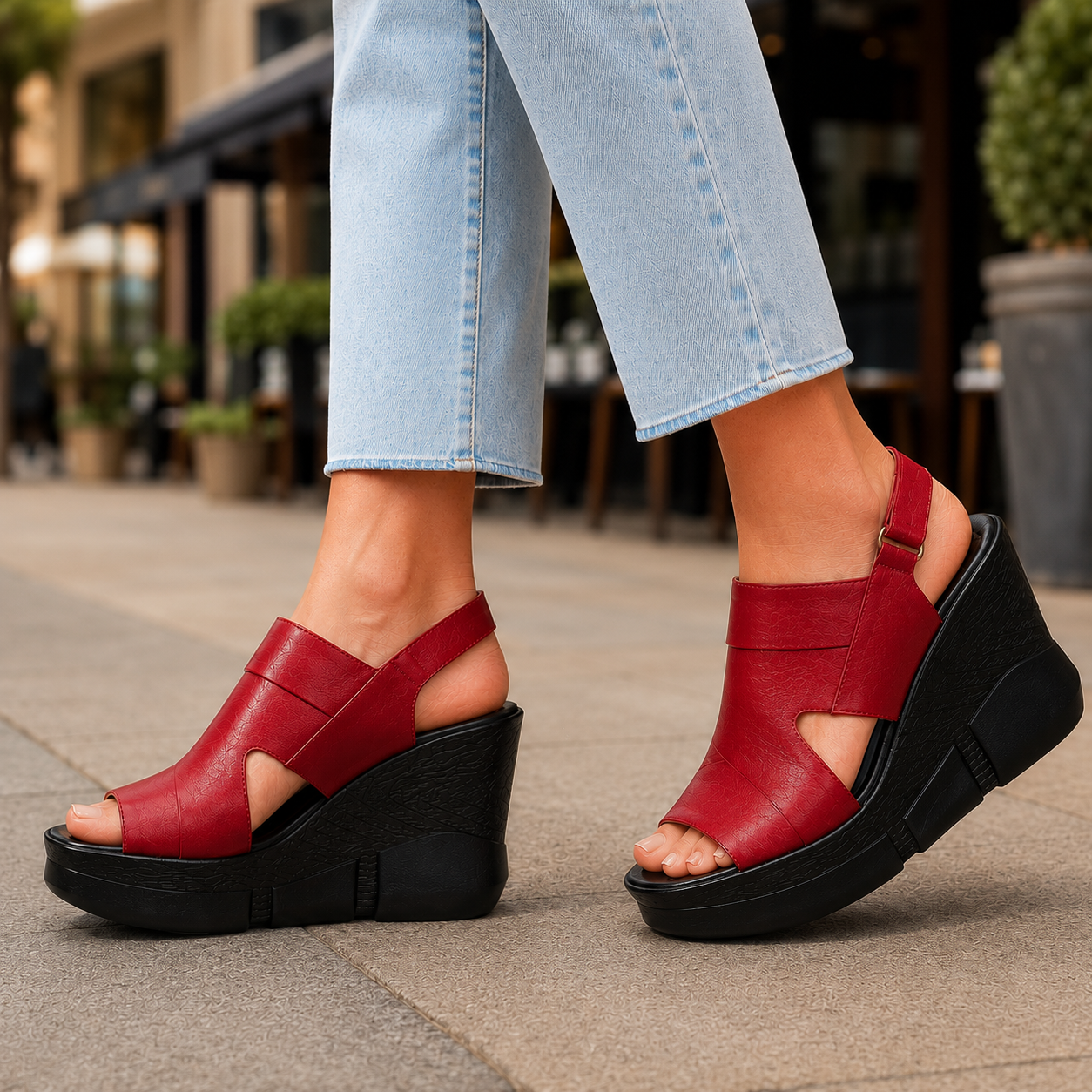 Nora Leather Platform Wedges