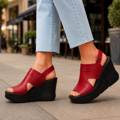 Nora Leather Platform Wedges