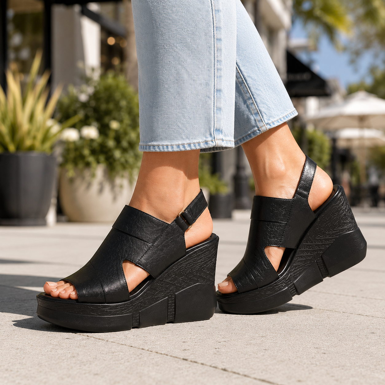 Nora Leather Platform Wedges