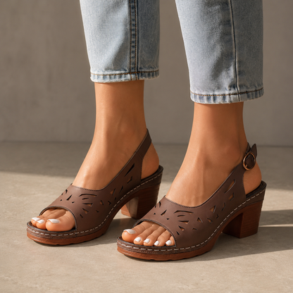 Elara Leather Slingback Heels