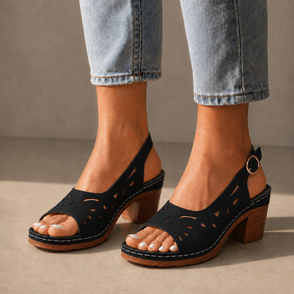 Elara Leather Slingback Heels