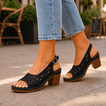 Elara Leather Slingback Heels
