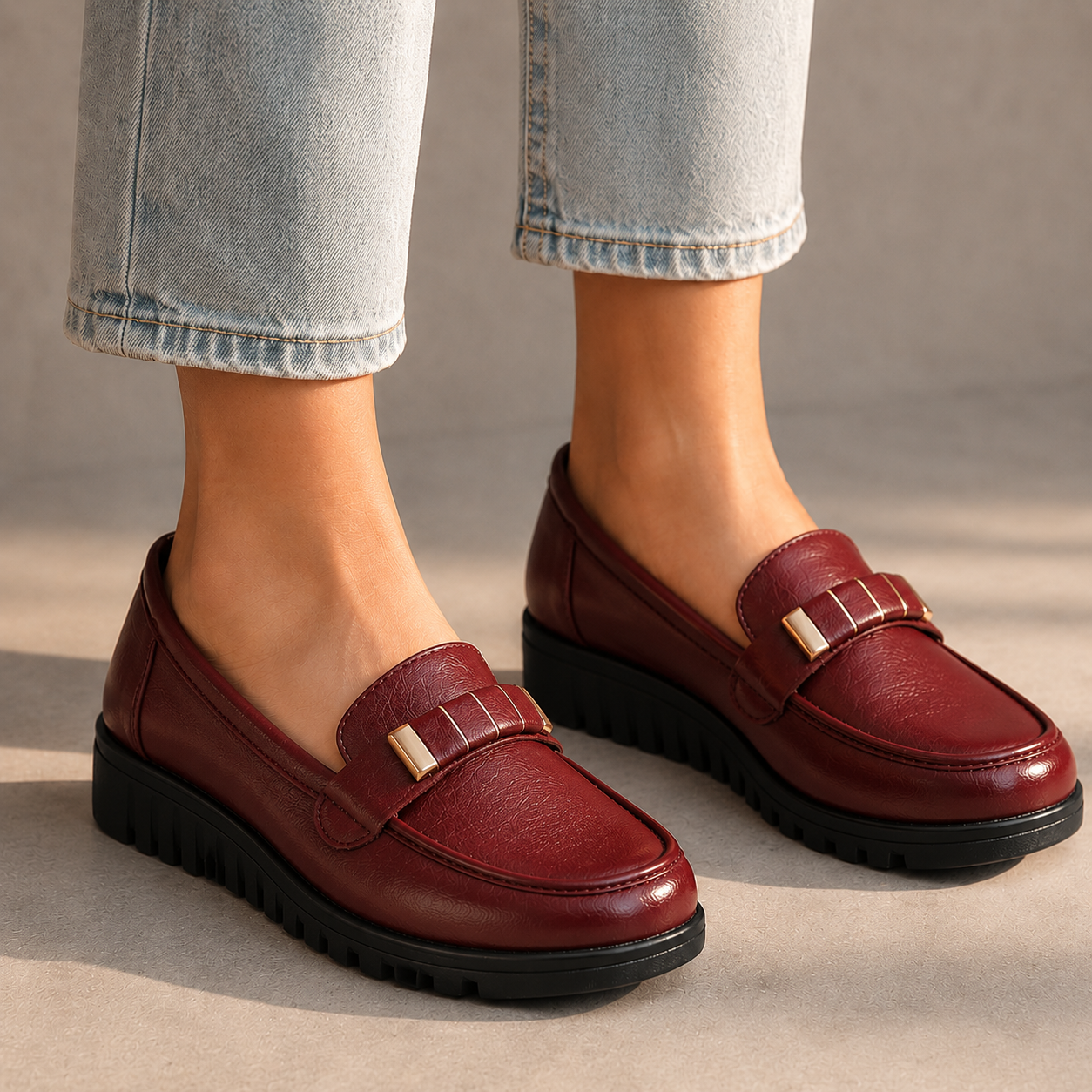 Alessia Leather Lug Sole Loafers