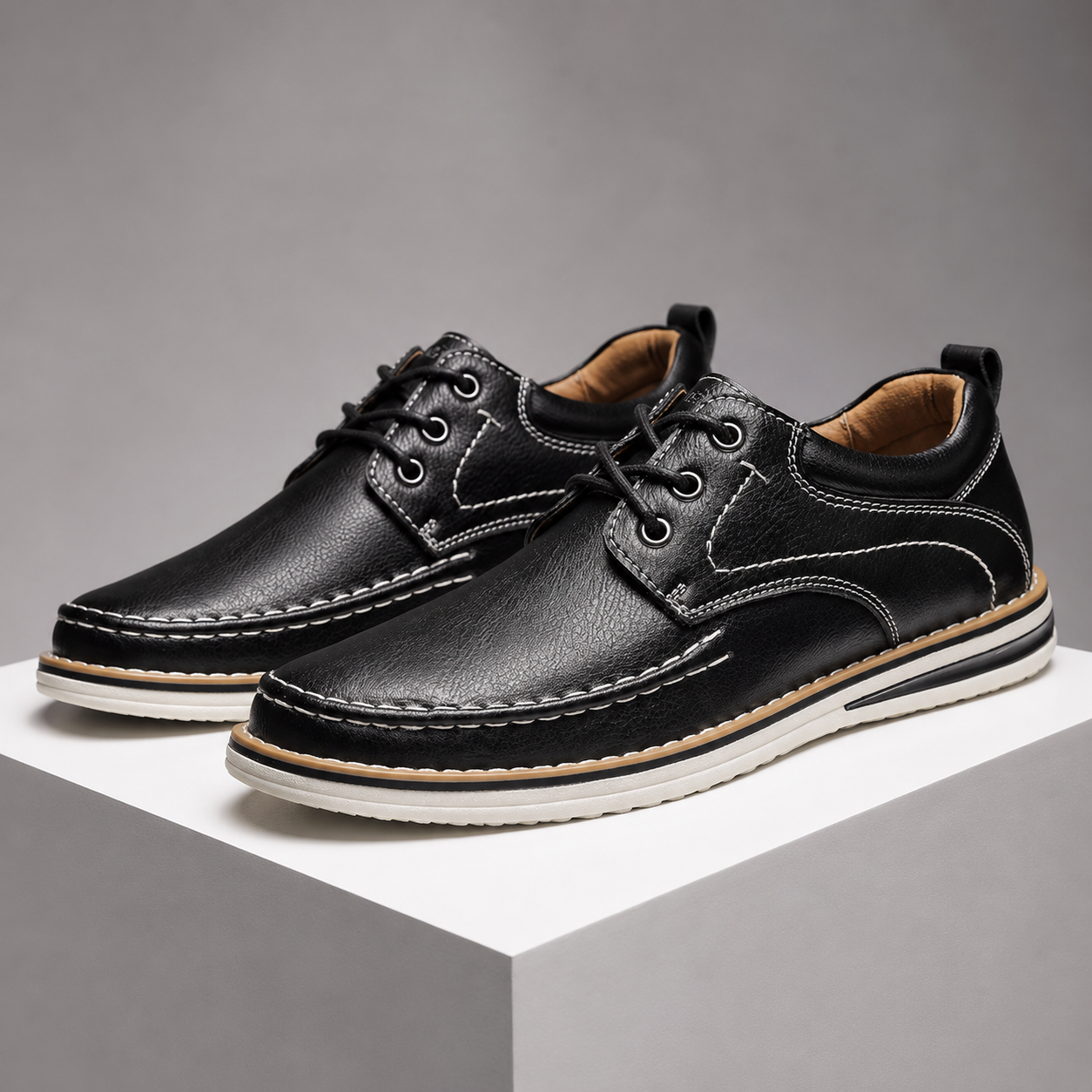 Moretti Leather Moc Toe Shoes