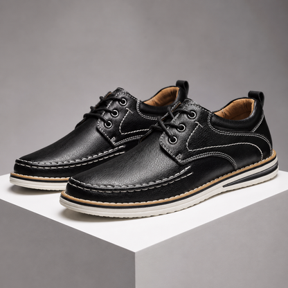 Moretti Leather Moc Toe Shoes