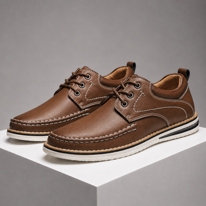 Moretti Leather Moc Toe Shoes
