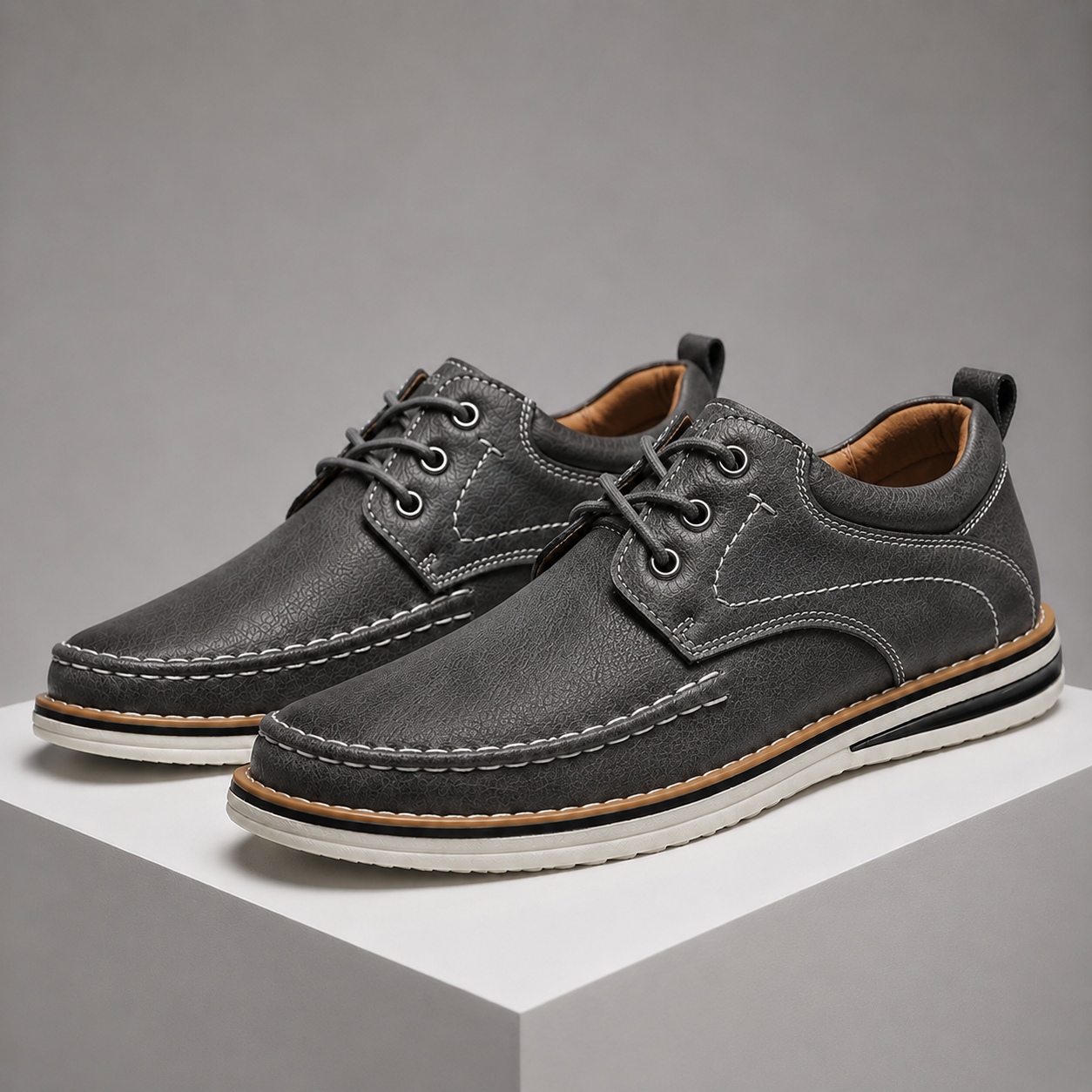 Moretti Leather Moc Toe Shoes