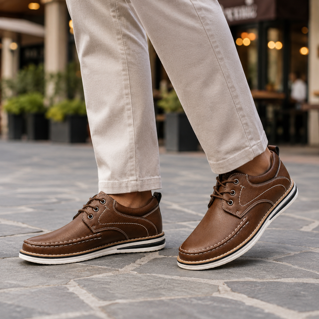 Moretti Leather Moc Toe Shoes