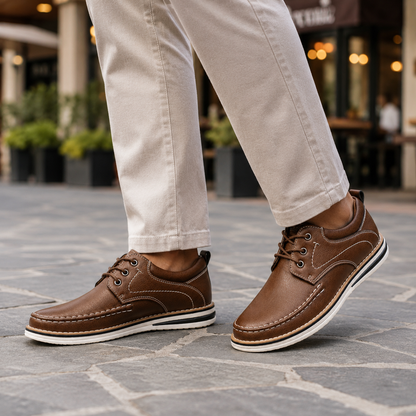 Moretti Leather Moc Toe Shoes