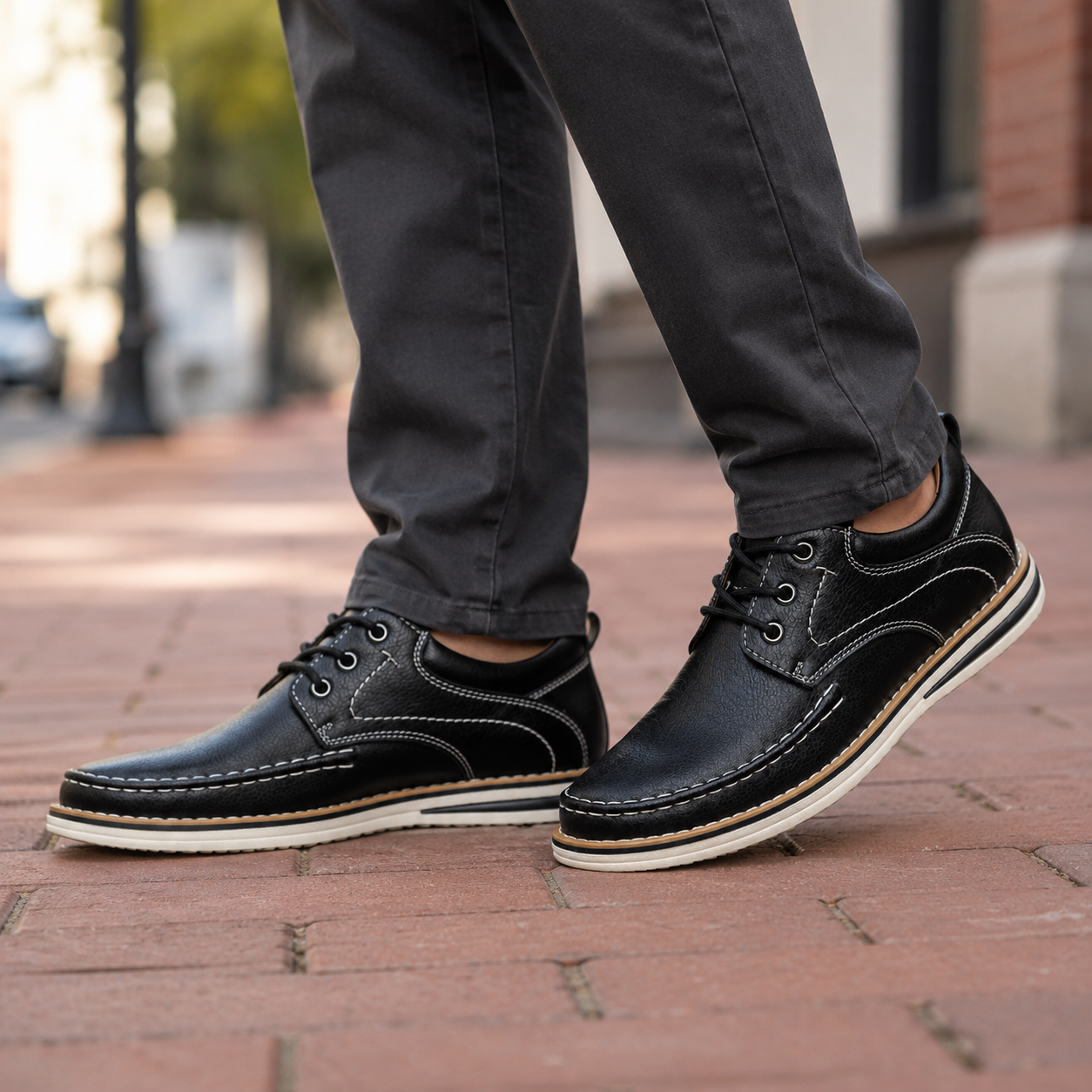 Moretti Leather Moc Toe Shoes