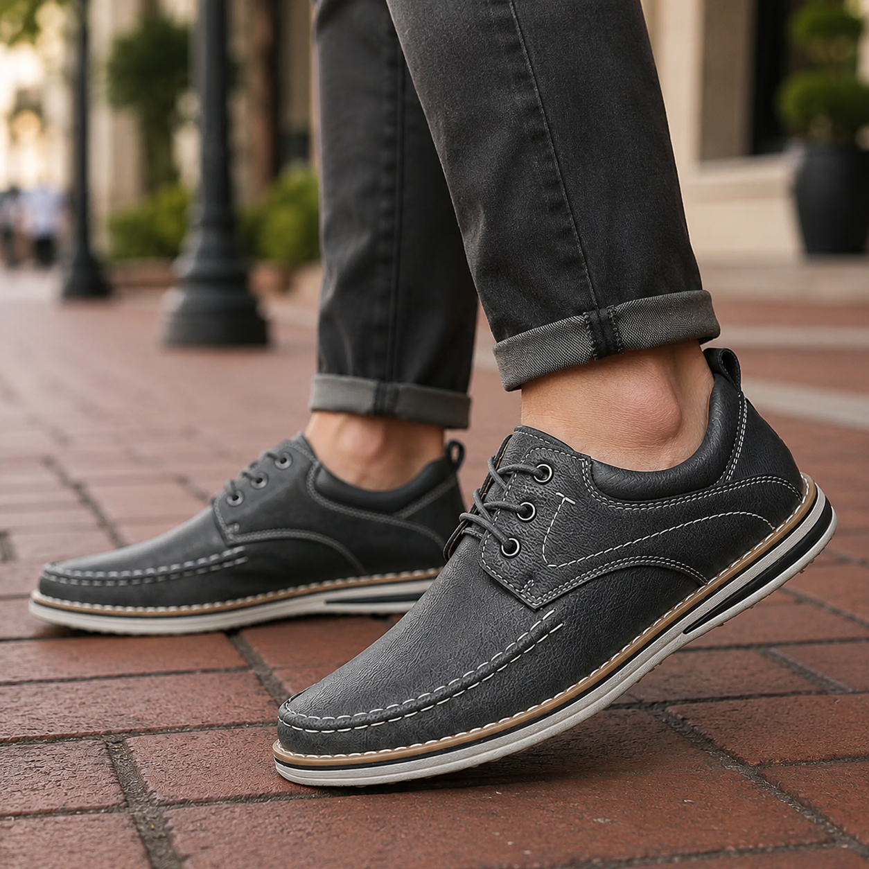 Moretti Leather Moc Toe Shoes