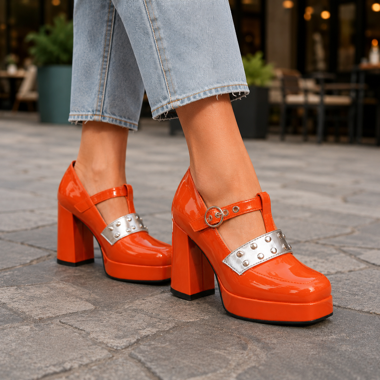 Elise Leather Studded Platform Heels
