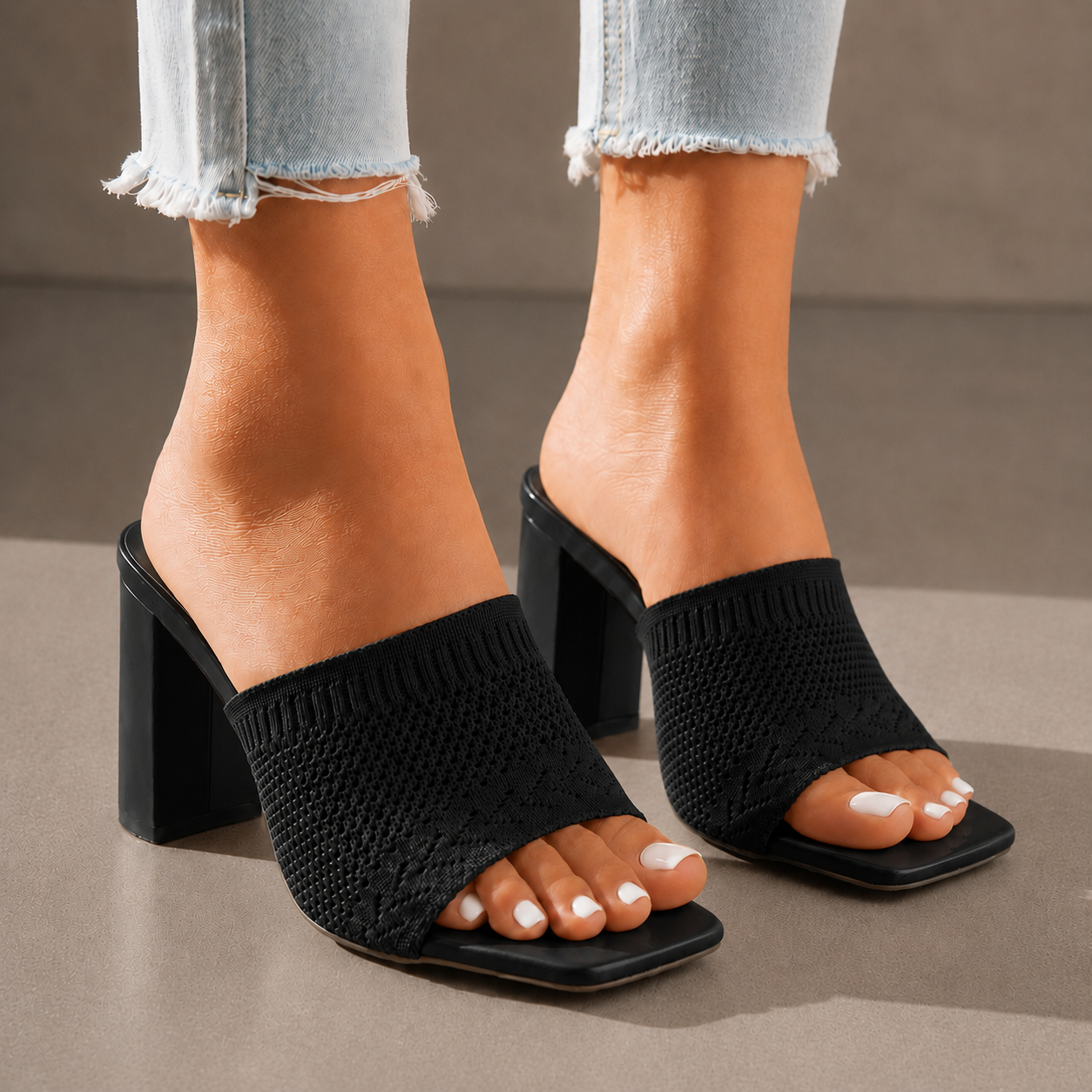 Elara Leather Mule Heels