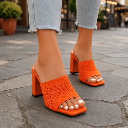 Elara Leather Mule Heels